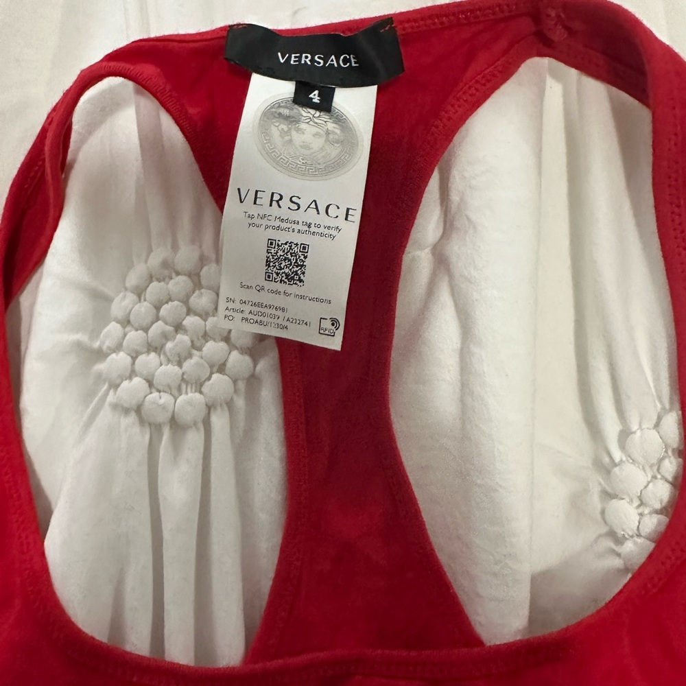 Versace Red Racerback Top with Logo Tag - Picture 2 of 4